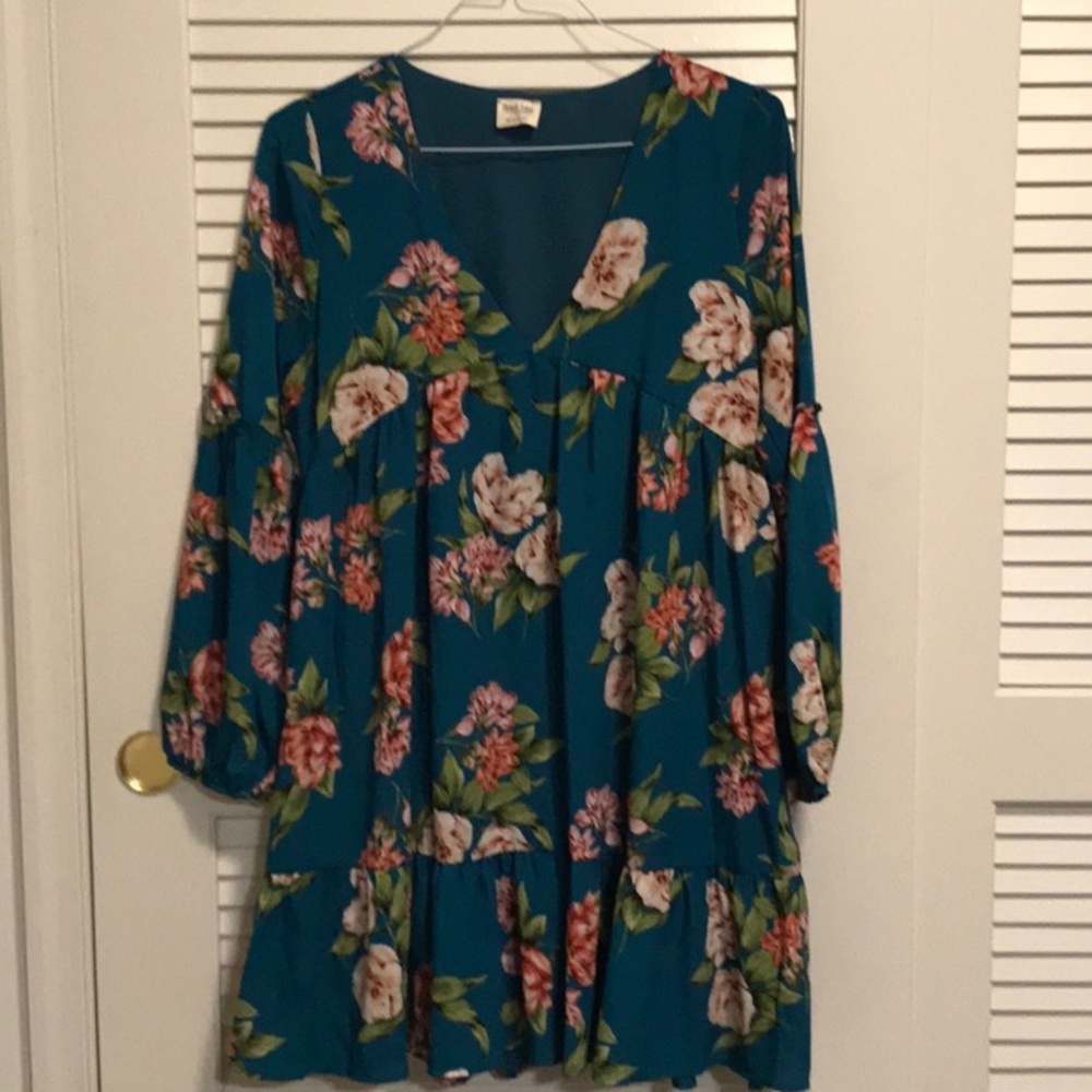 NWOT Peach Love California umpire v neck bohemian style long sleeve dress - L